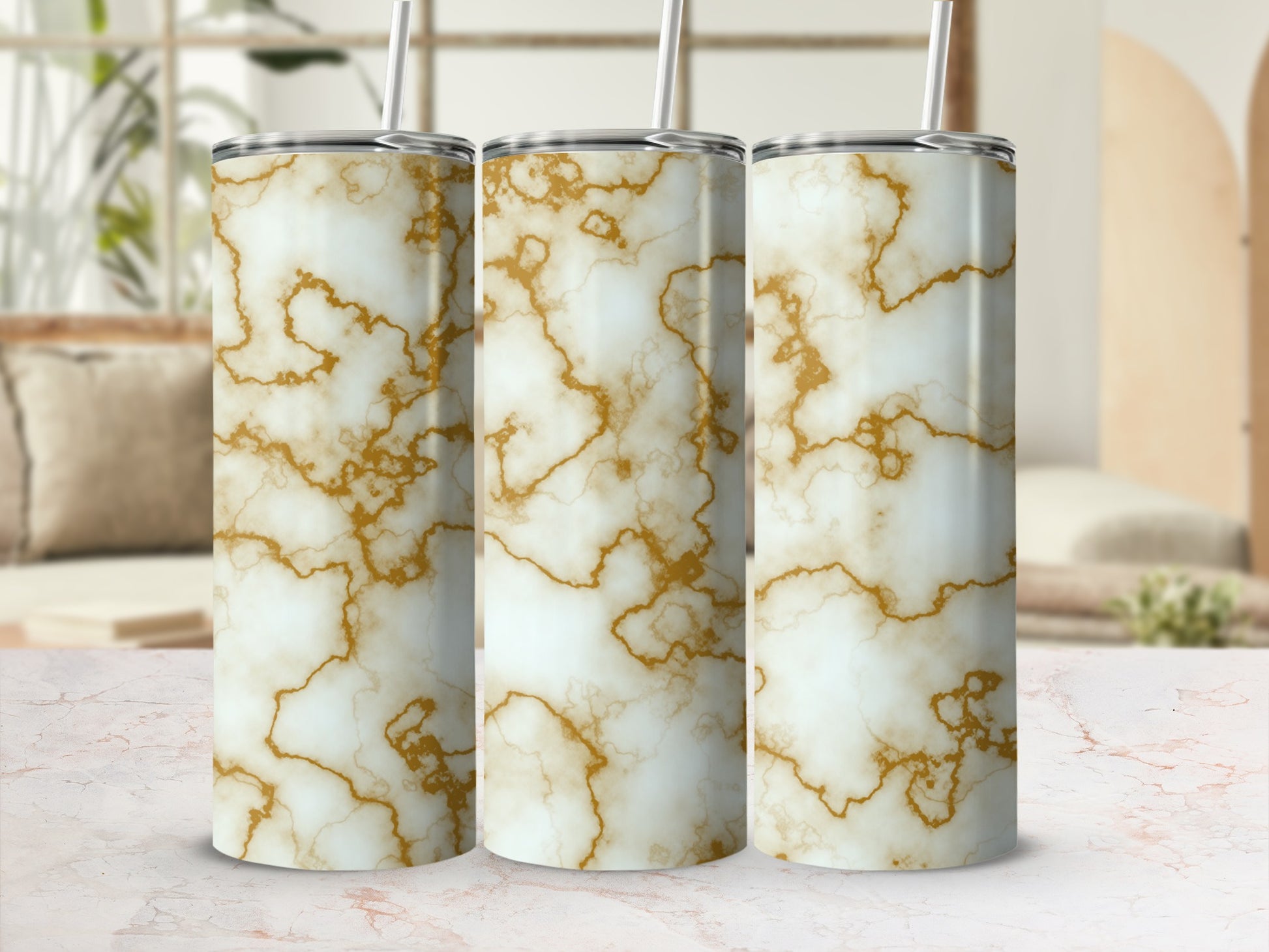 Elegant White Gold Marble Pattern Tumbler product type