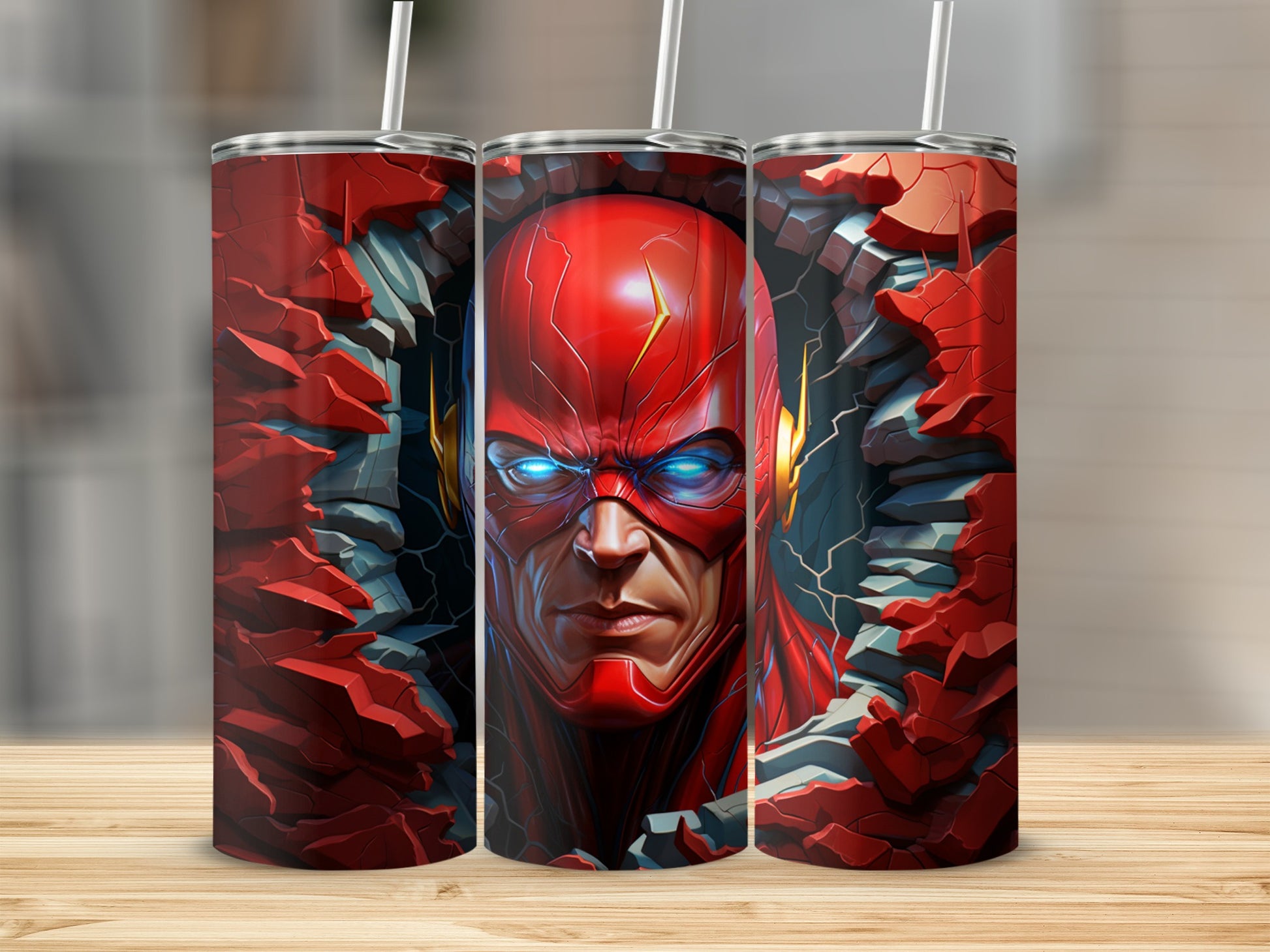 Flash Character Tumbler with Striking Red Design