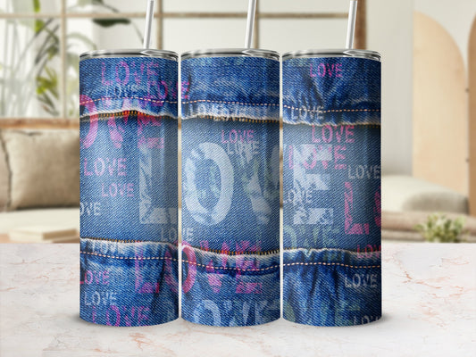 Blue Pattern Zipper Seam LOVE Text Pink White product type