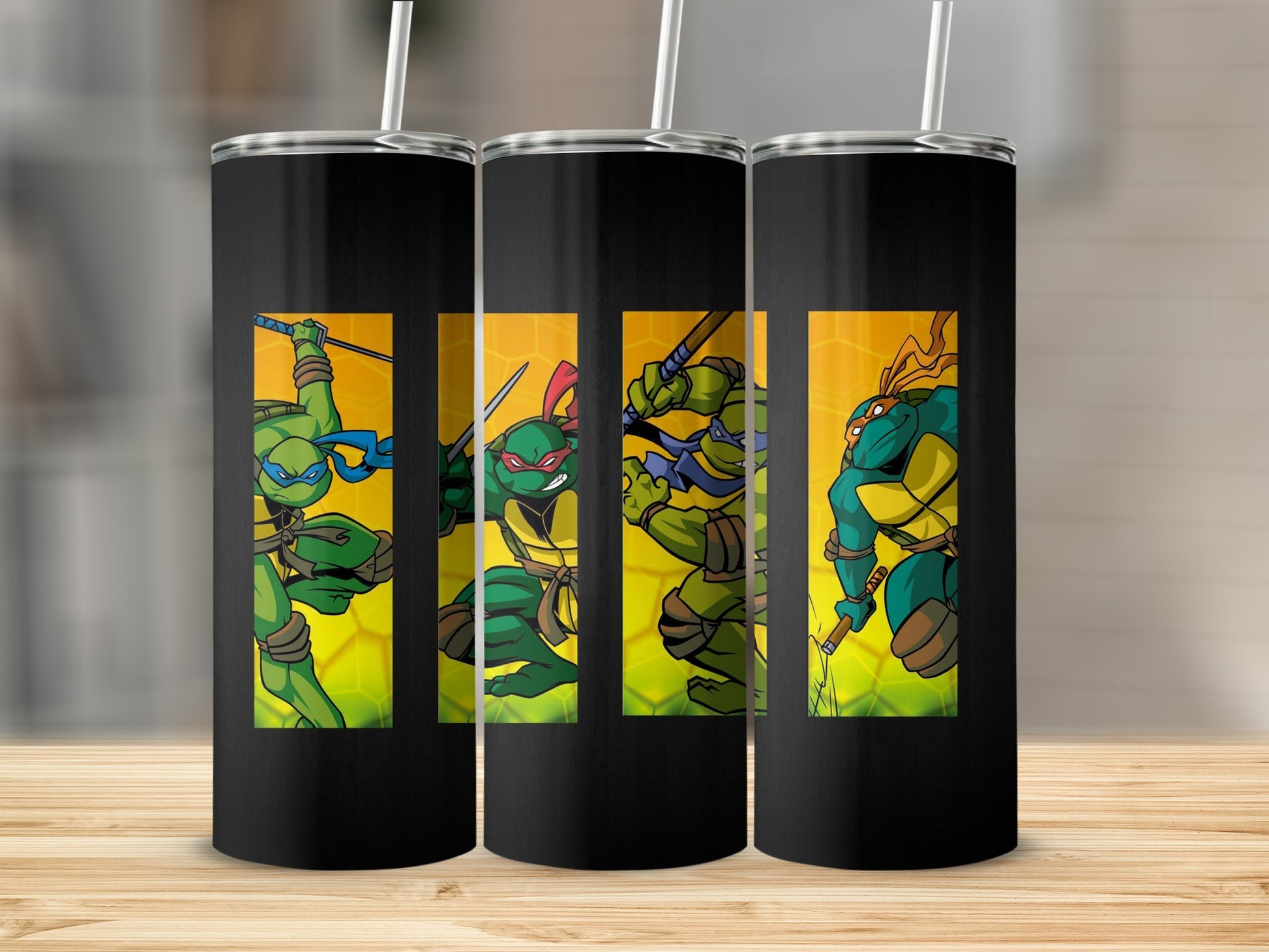 Ninja Turtles Design Black Stainless Steel Tumbler