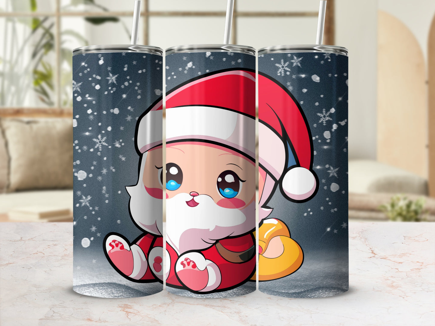 Cute Santa Claus with Snowflakes Tumbler Christmas Gift