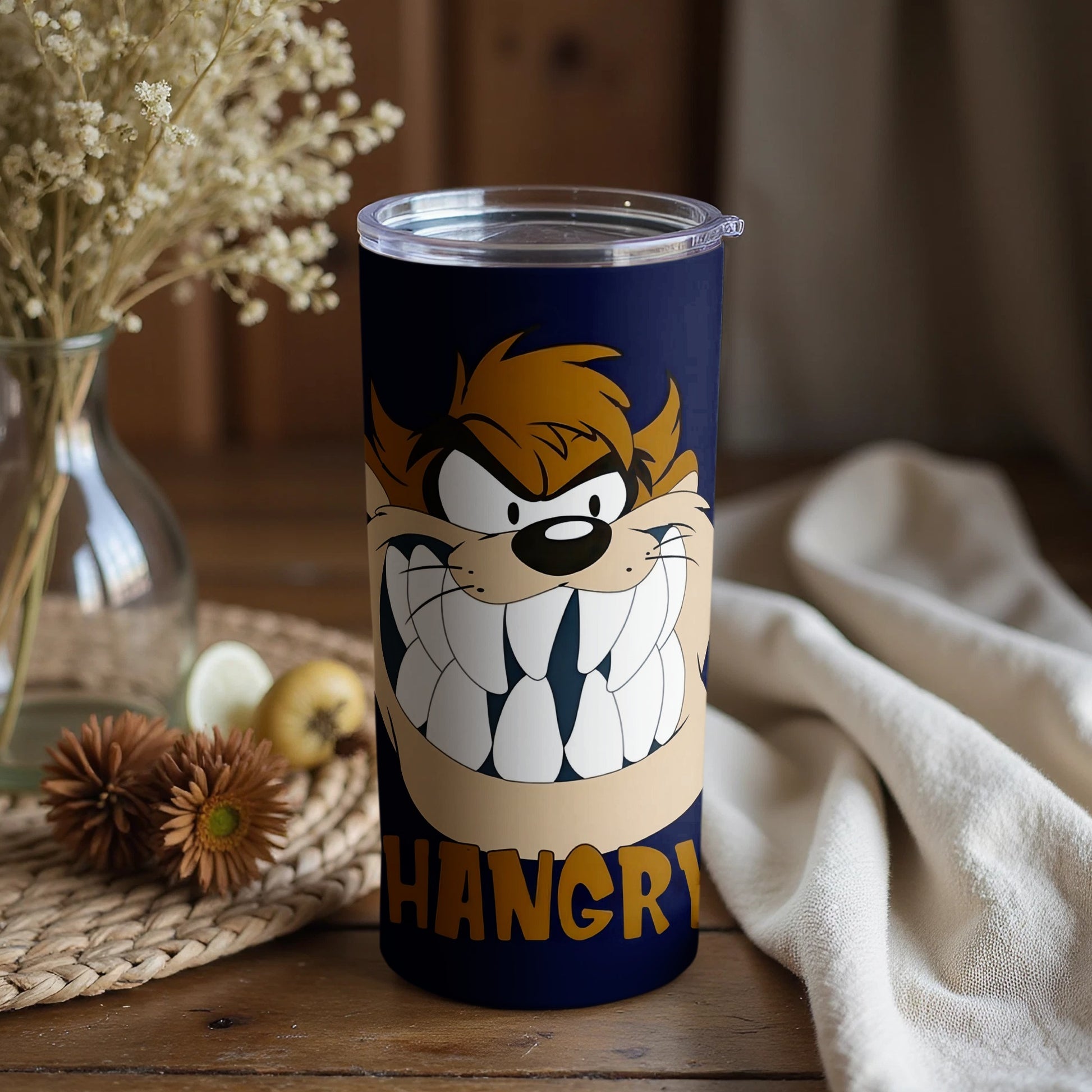 Unique Tumbler with Hangry Cartoon Character Design