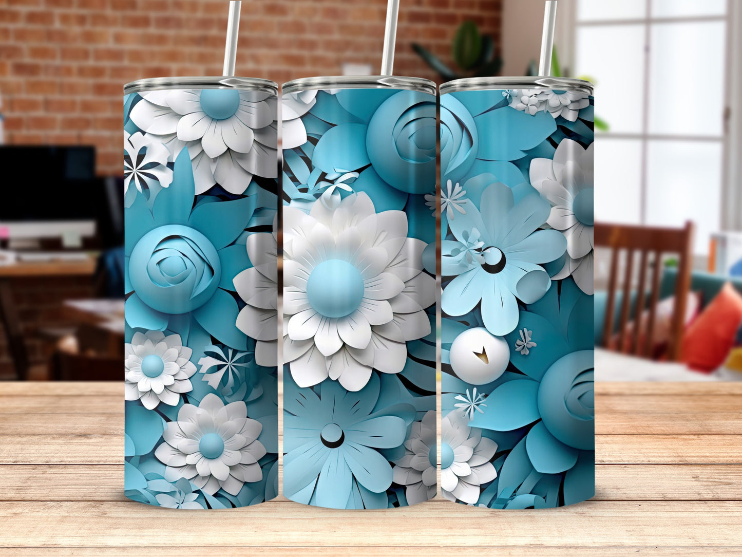 Floral Blue and White Tumbler  product