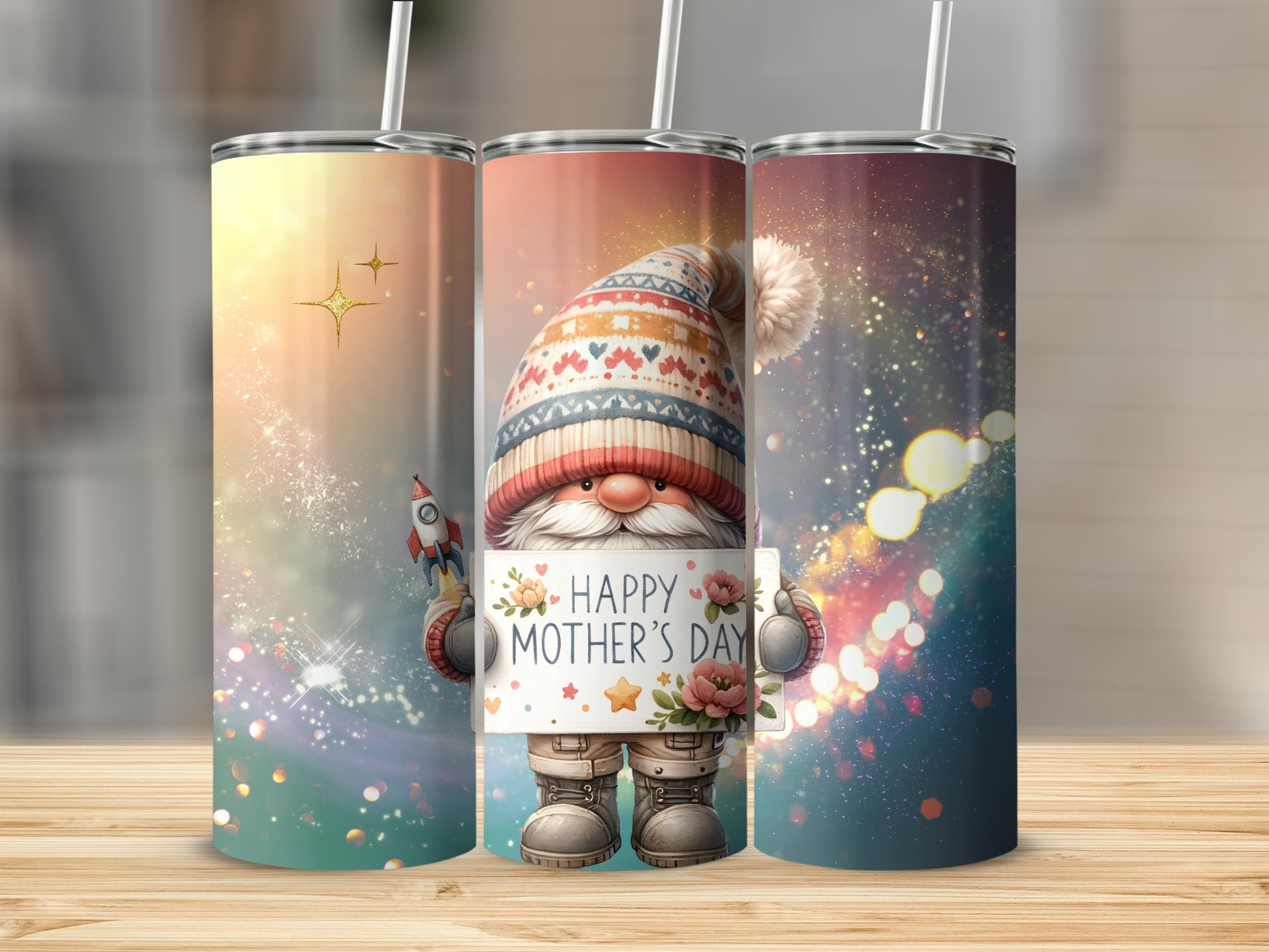Happy Mother's Day Gnome Design Stainless Steel Tumbler