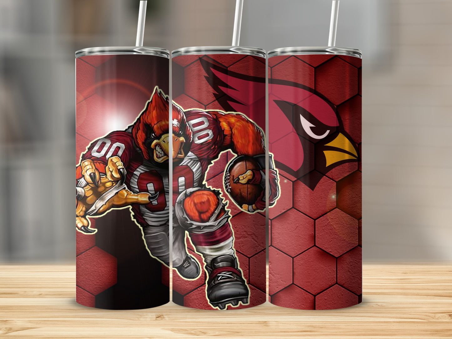 Arizona Cardinals Mascot Football Illustration Hexagons Tumblers