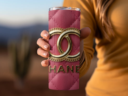 Pink Design with Chanel Logo Patterned Style Tumblers