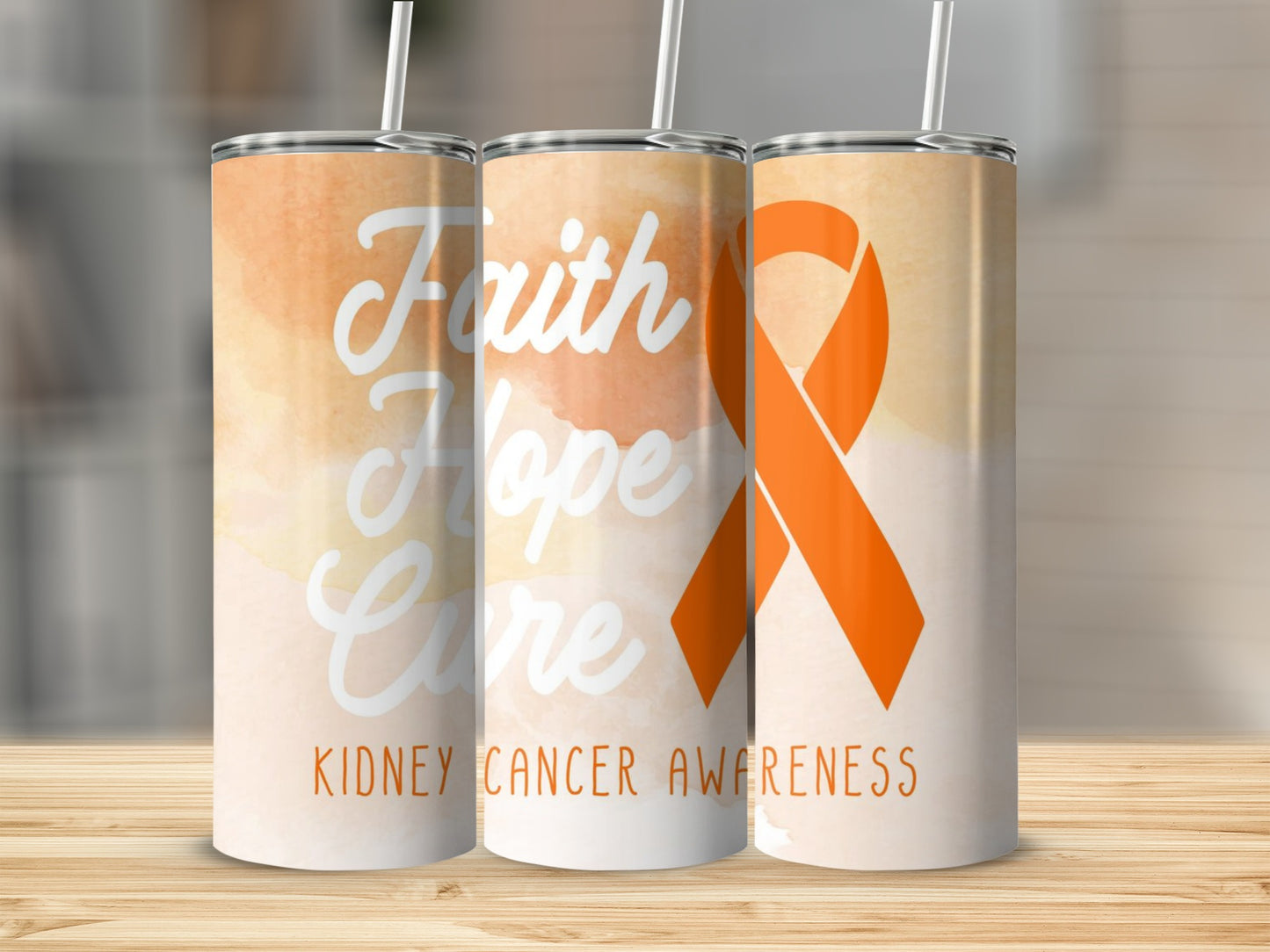 Faith Hope Cure Kidney Cancer Awareness Tumbler