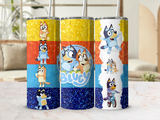 Bluey Character Design Glitter Tumbler Set Product