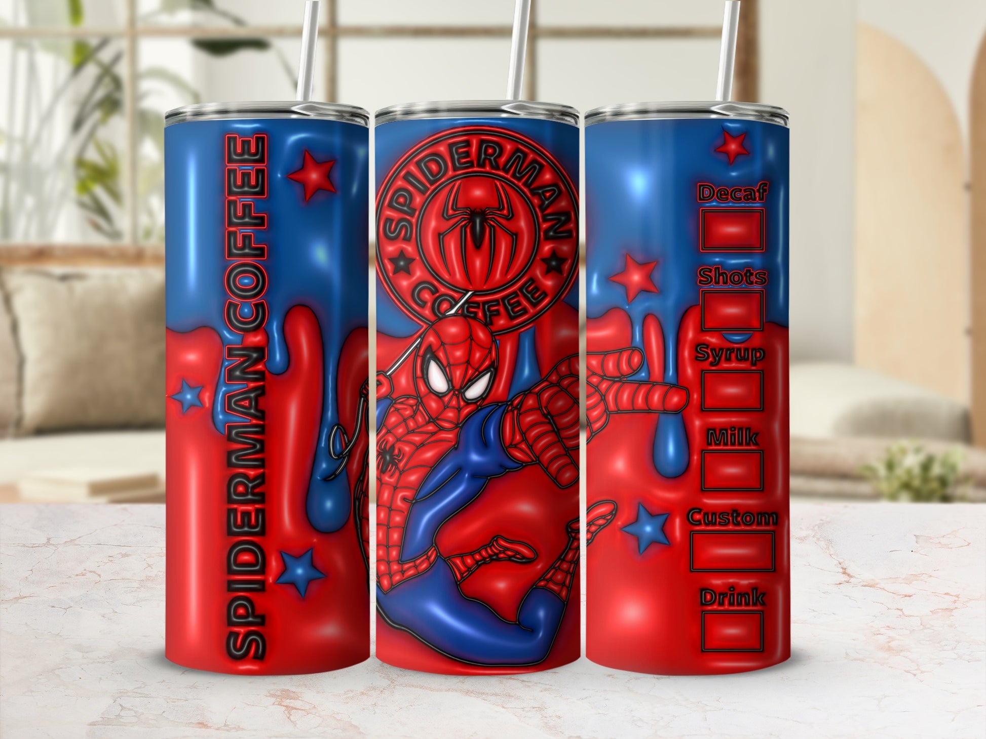 Spiderman Coffee Customizable Printed Tumbler Cup