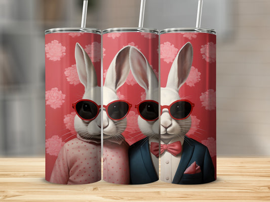 Stylish Bunnies with Sunglasses Insulated Travel Tumblers