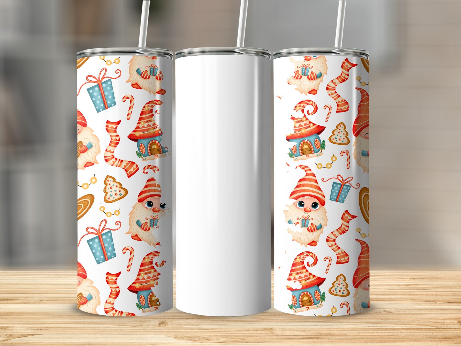 Cute Gnome and Christmas Gifts Pattern Tumbler