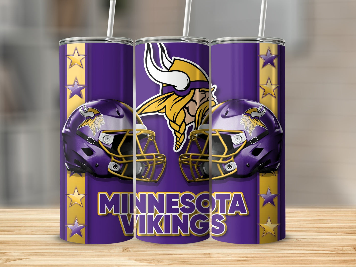 Minnesota Vikings Helmets Logo with Stars Tumblers