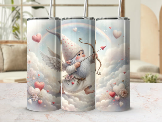 Cute Gnome with Hearts Archery Art Tumbler for Lovers