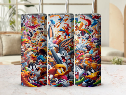 Colorful Looney Tunes Character Collage Tumbler Product