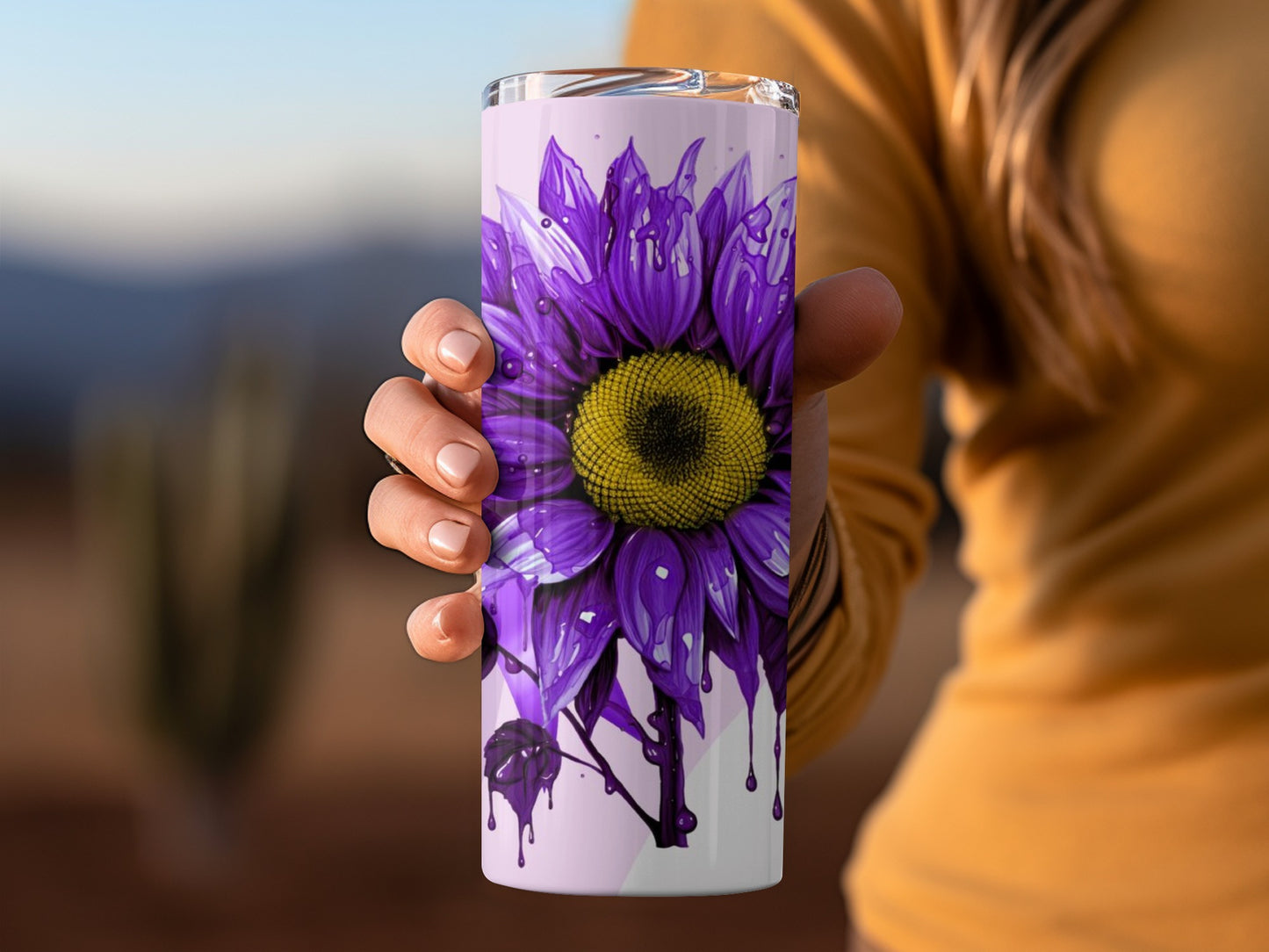 Vibrant Purple Sunflower Artwork Insulated Tumbler