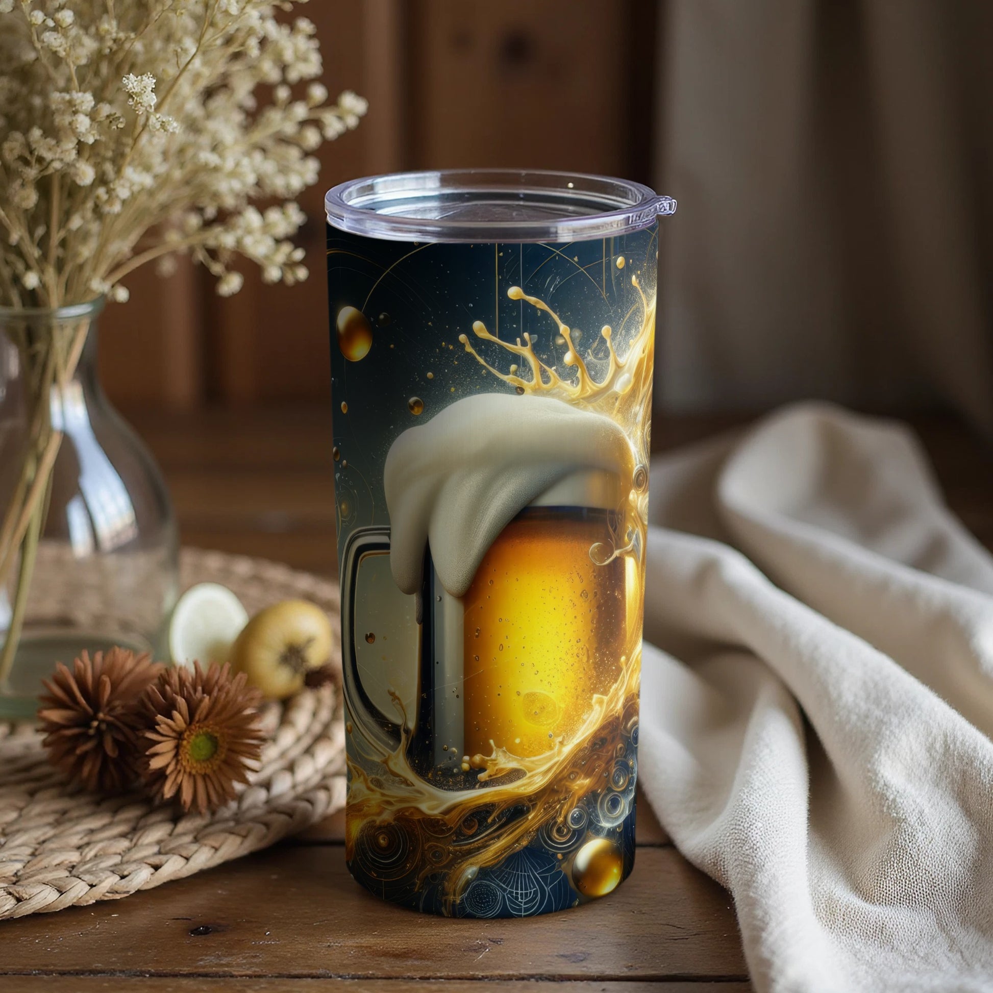 Beautiful Beer Splash Design Decorative Tumbler