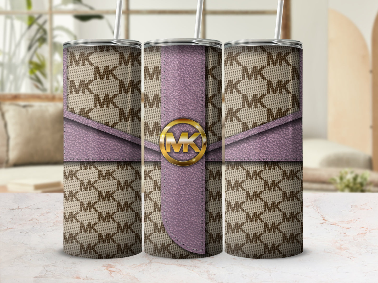 Stylish Monogram Purple Accent Tumbler Cup