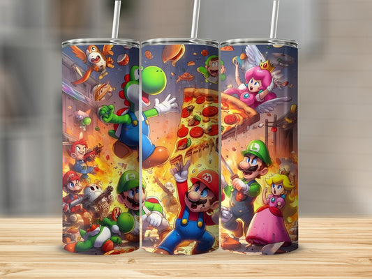Colorful Mario Action Scene Insulated Tumbler