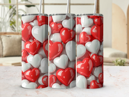 Vibrant Glossy Red White Hearts Romantic Design product type