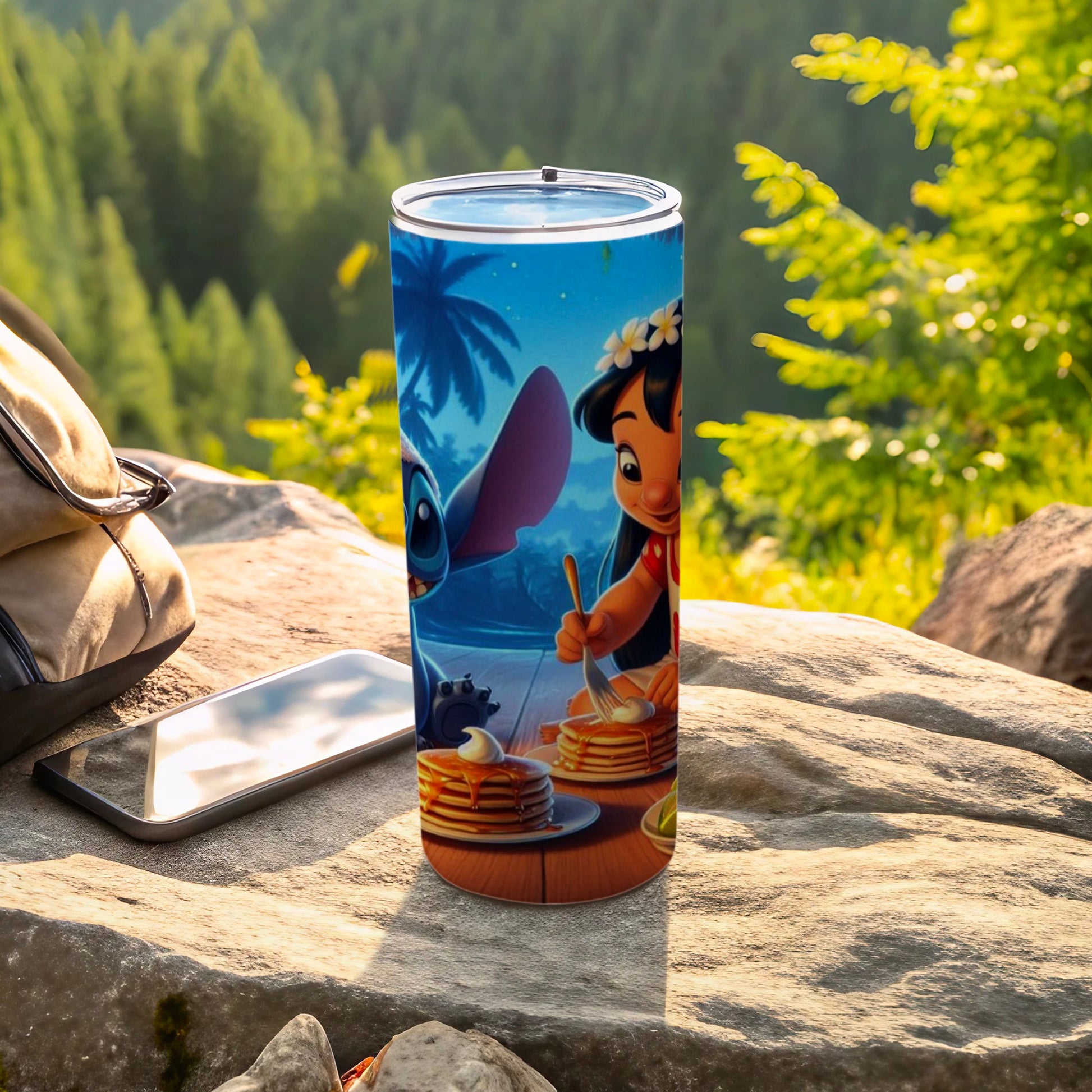 Adorable Animated Characters Pancakes Travel Tumbler
