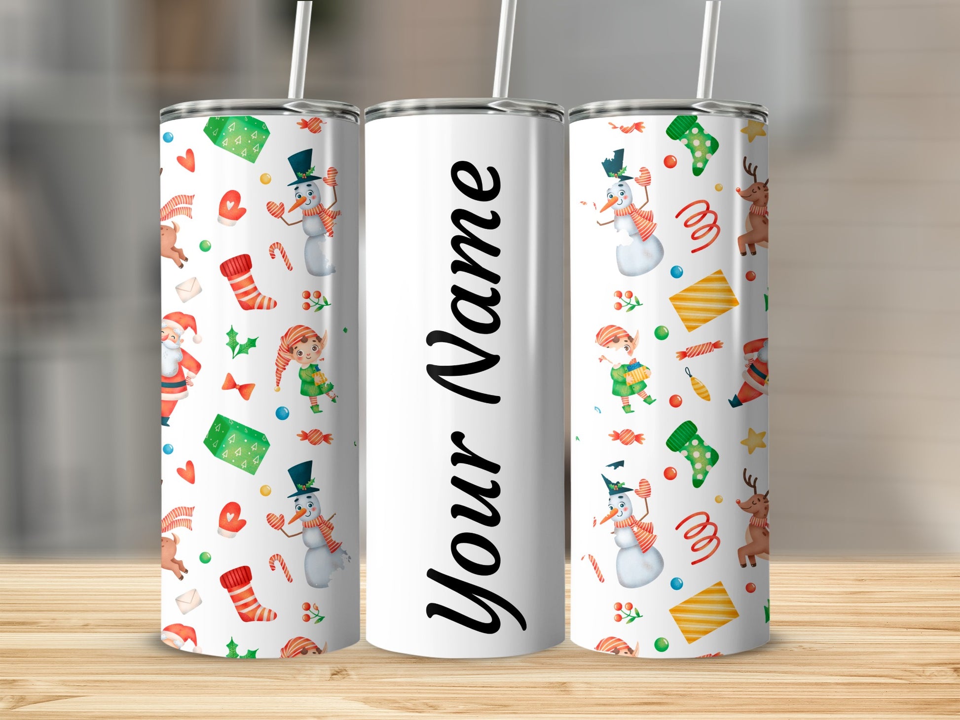 Personalized Festive Holiday Characters Tumbler