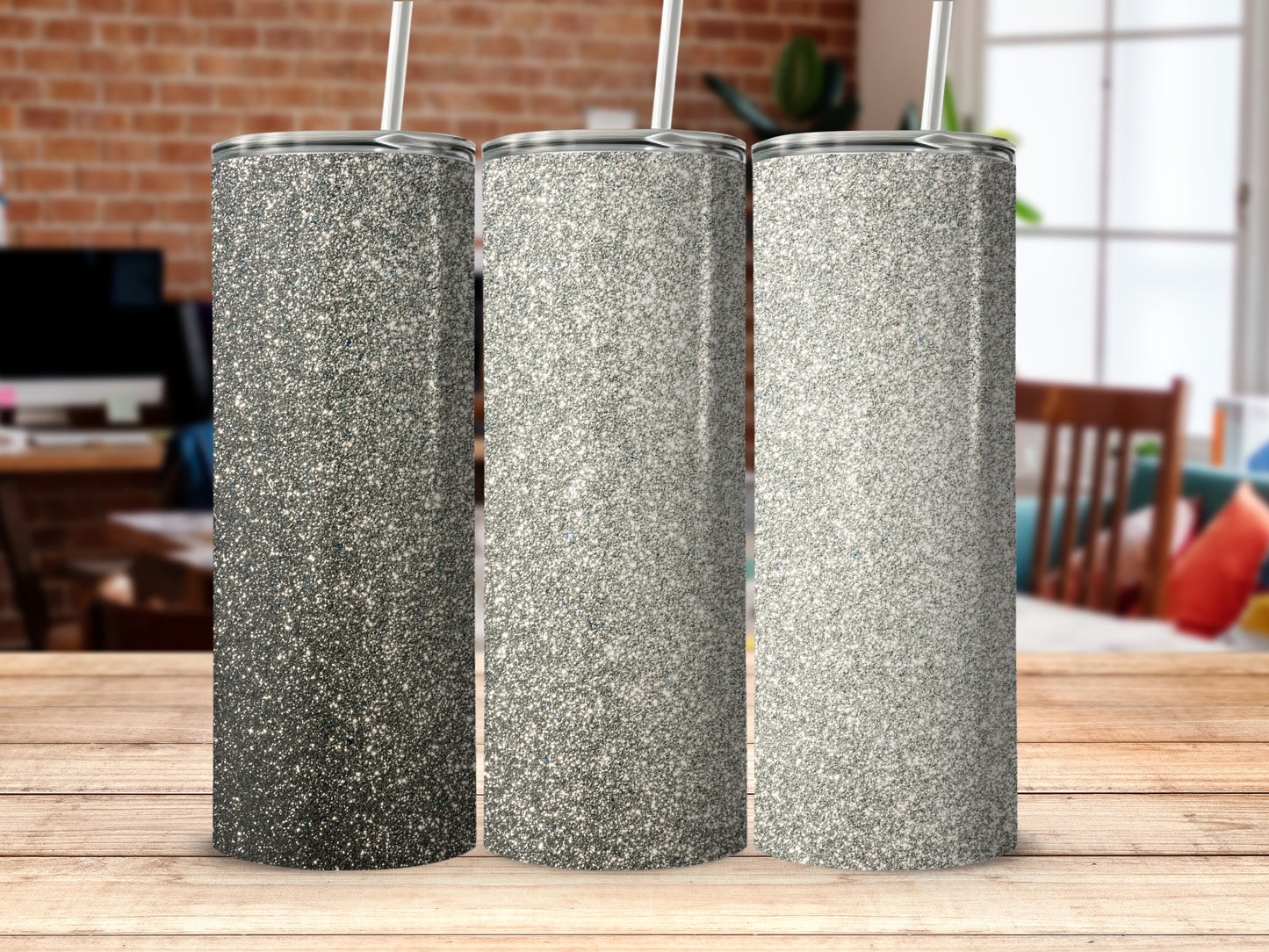 Shiny Glitter Tumbler Set for Sparkling Beverage Enjoyment