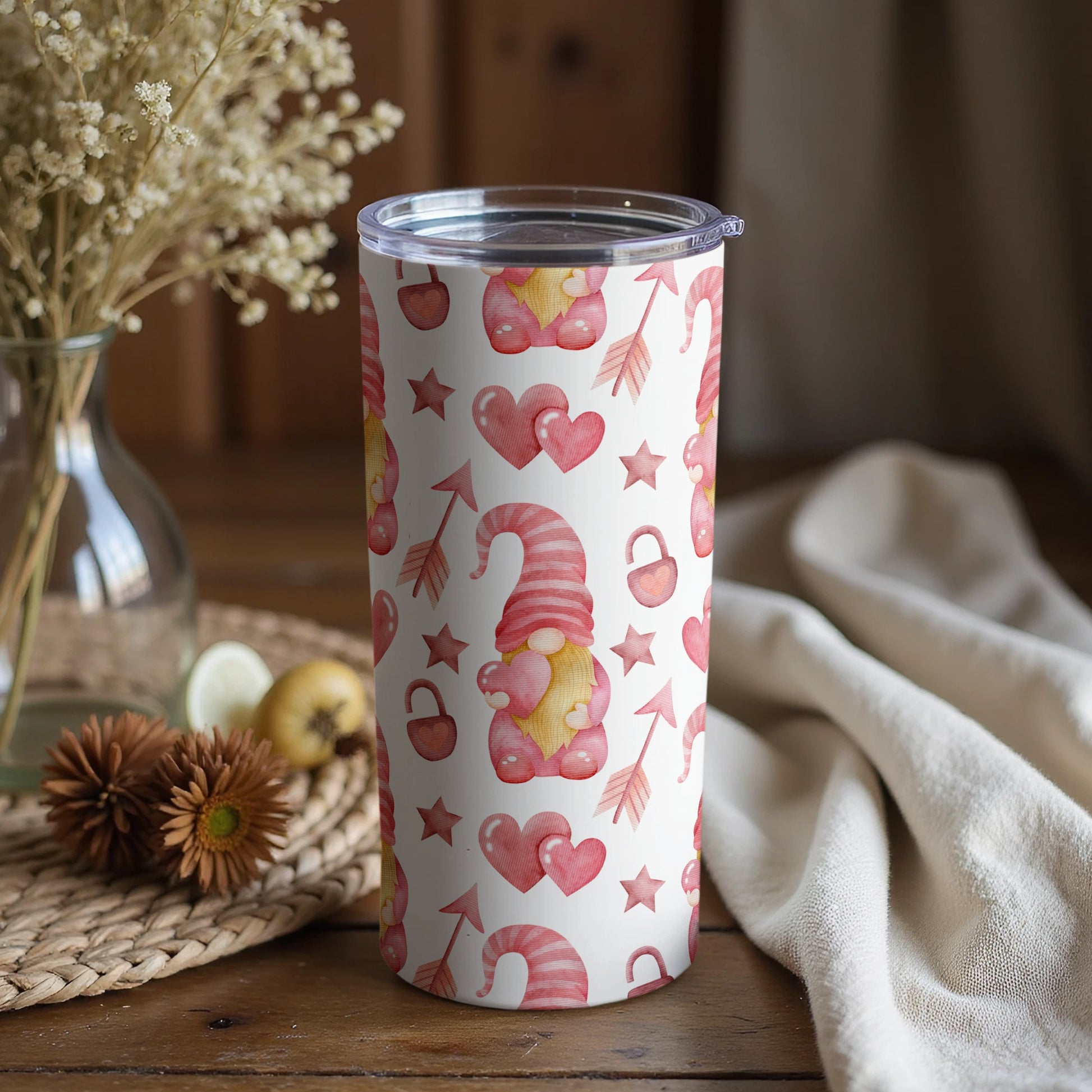 Adorable Gnome and Hearts Insulated Tumbler