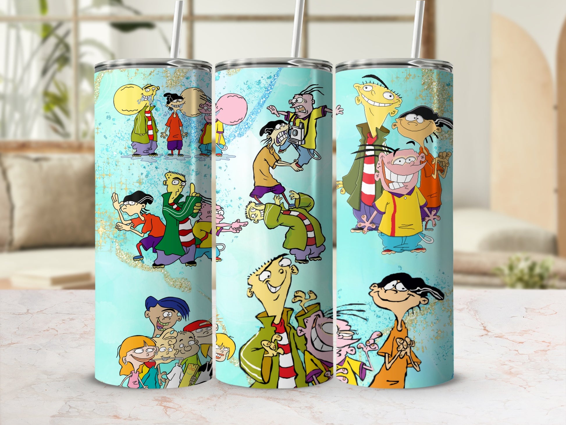 Ed Edd n Eddy Tumbler with Straw Colorful Design Tumblers