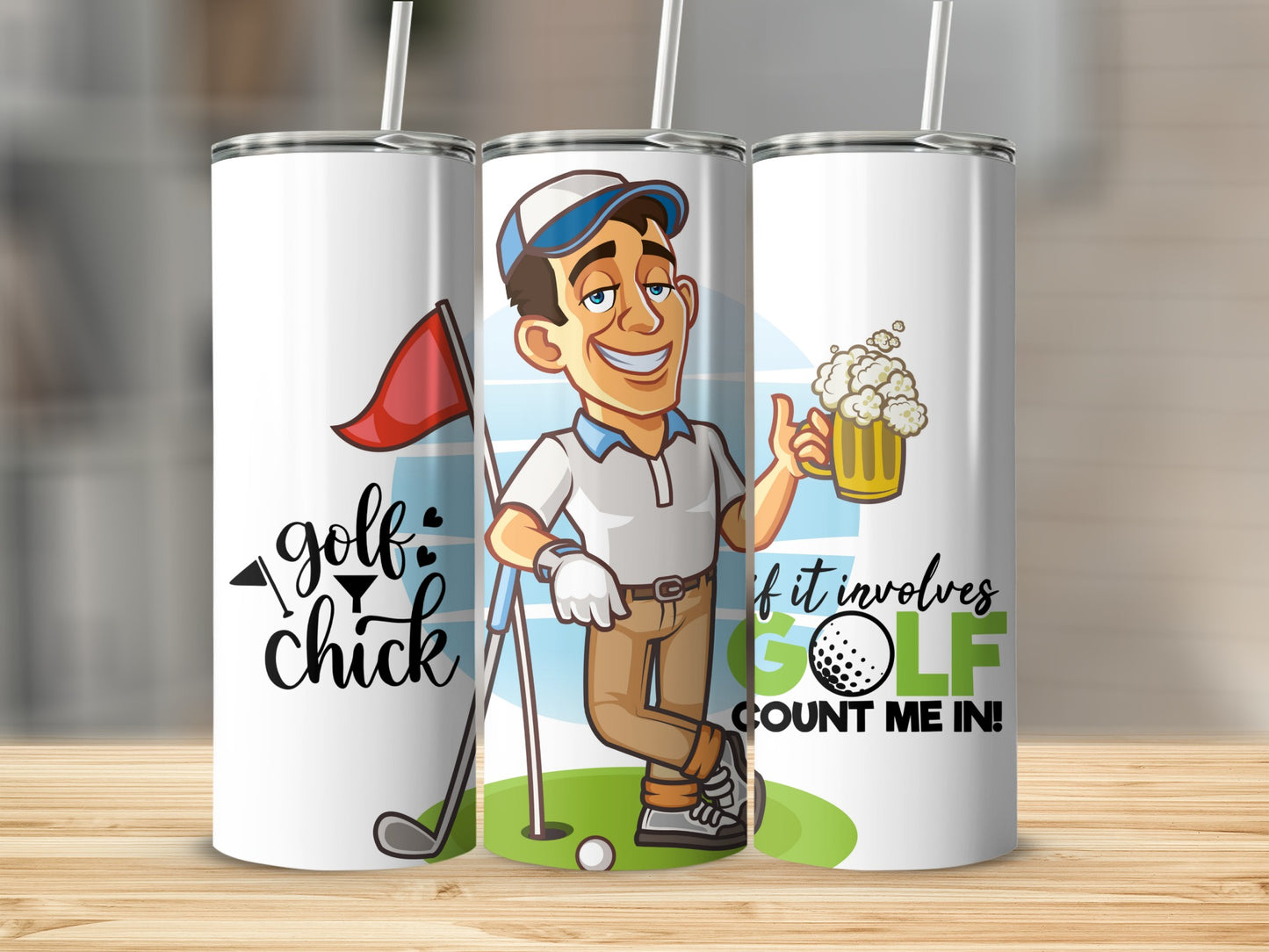 Golf Chick and Beer Golfing Enthusiast Drinkware