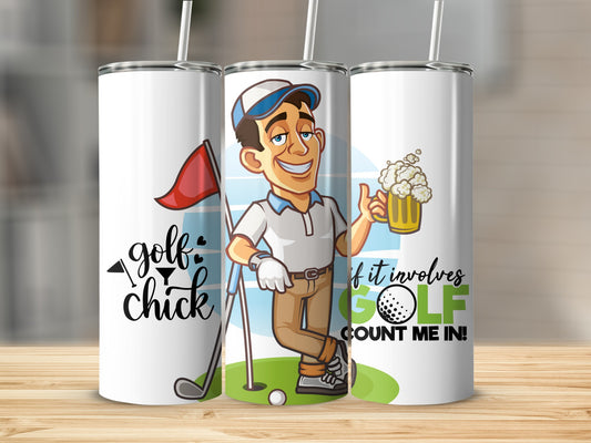 Golf Chick and Beer Golfing Enthusiast Drinkware
