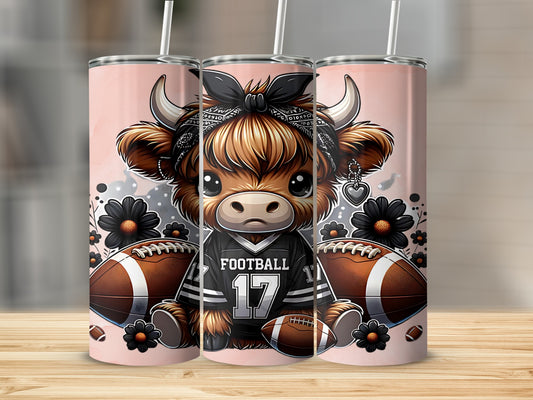 Cute Football Themed Cow Artwork Tumbler Cup