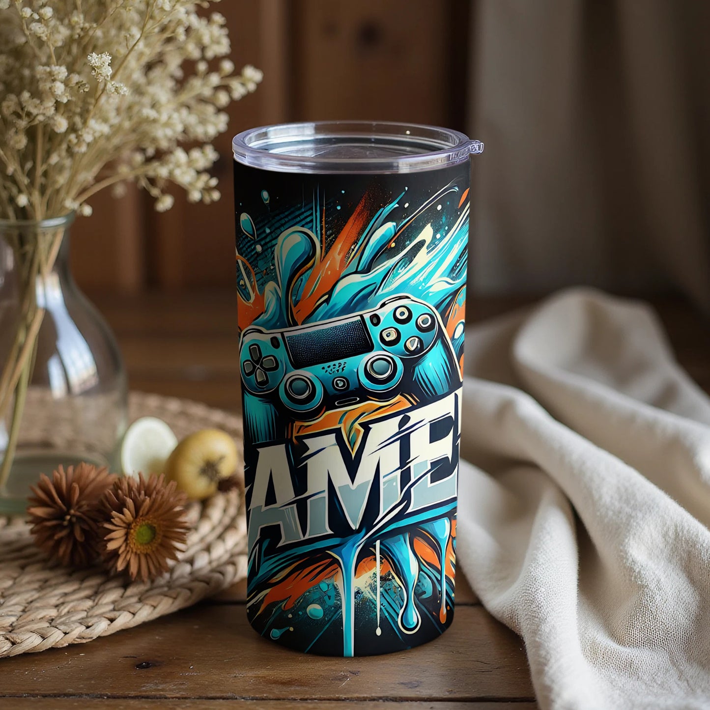 Gaming Themed Tumbler for Gamers Beverage Holder