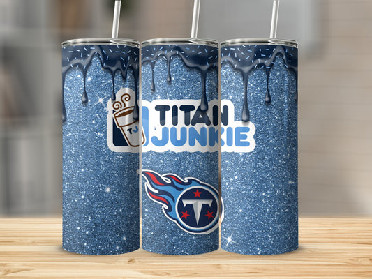 Titan Junkie Glitter Drip Design Tumbler Cup