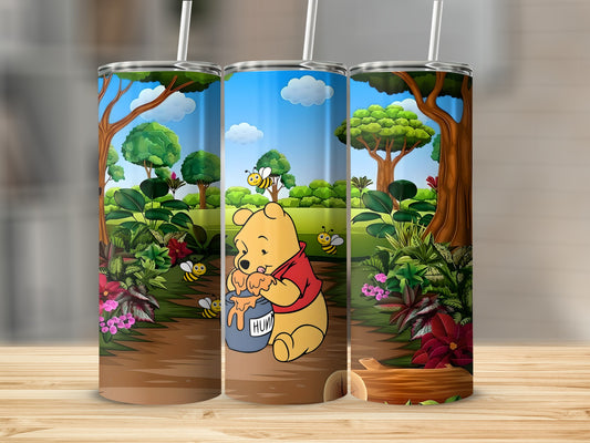 Cute Pooh Bear and Honey Bees Tumbler