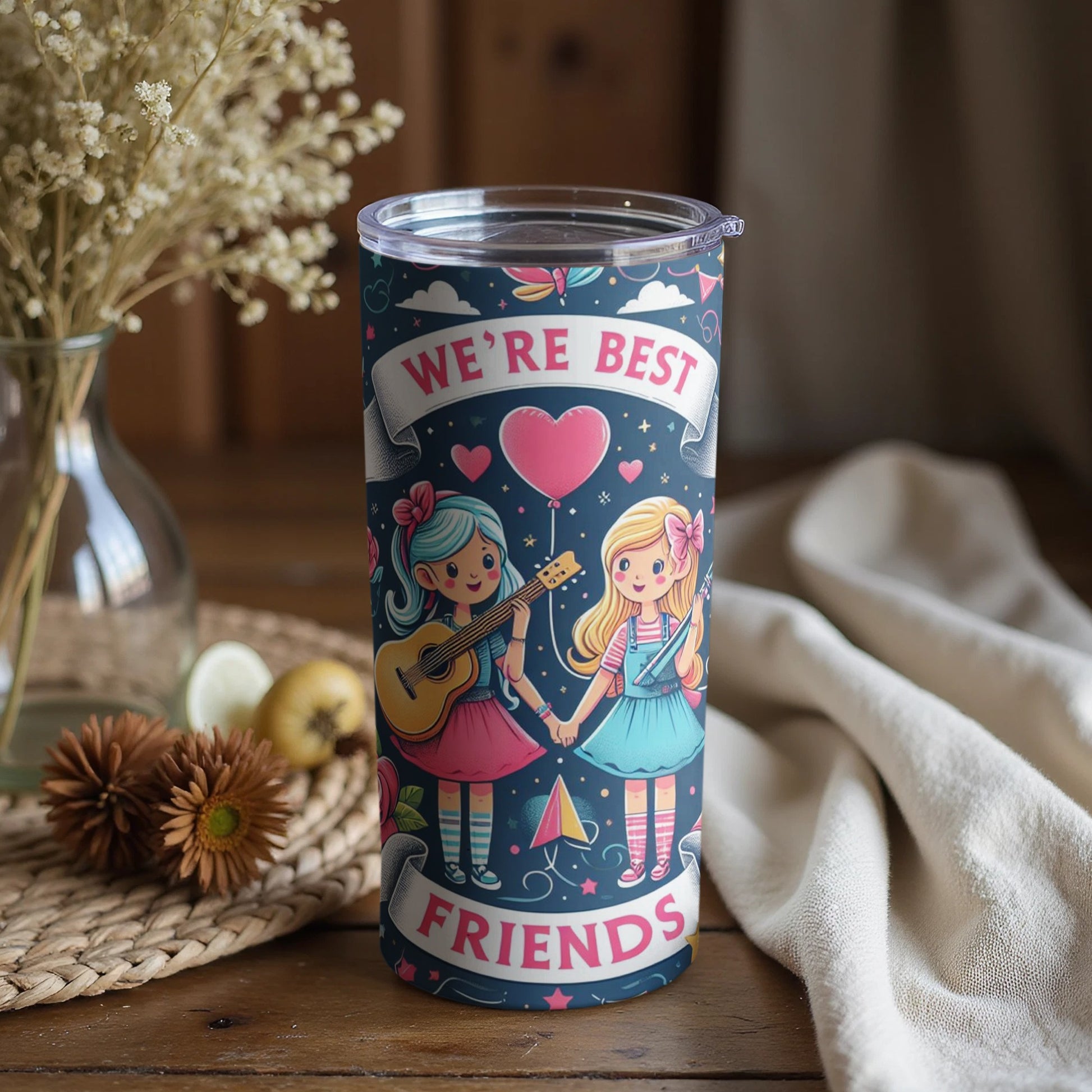 We're Best Friends Cute Girls Music Instrument Tumbler