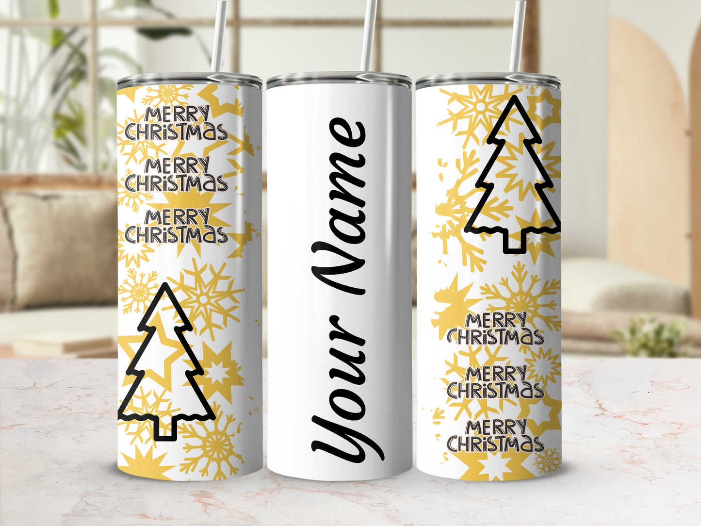 Custom Merry Christmas Design Tumbler with Your Name