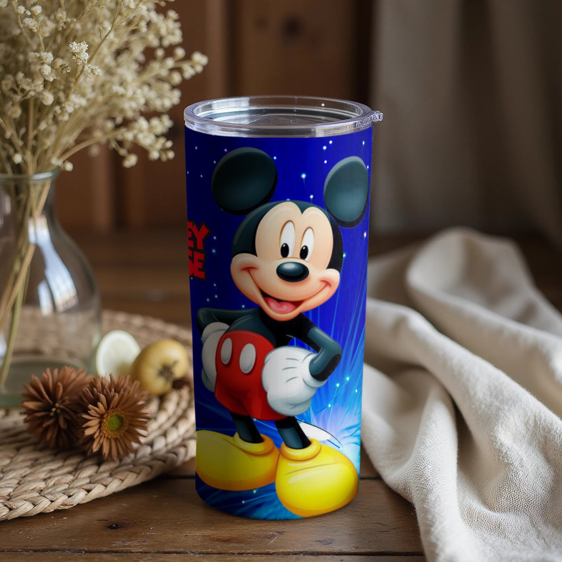 Disney Mickey Mouse themed vibrant tumbler with lid
