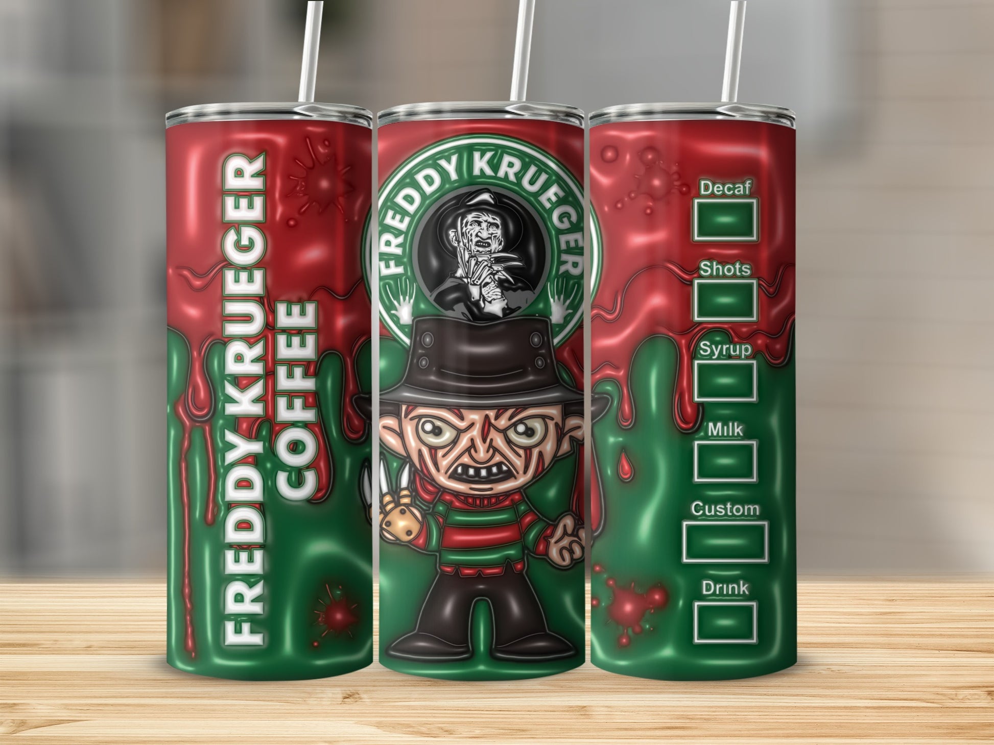 Freddy Krueger Horror Coffee Tumbler with Custom Options