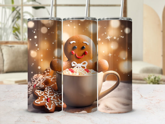 Festive Gingerbread Christmas Themed Tumbler Cup