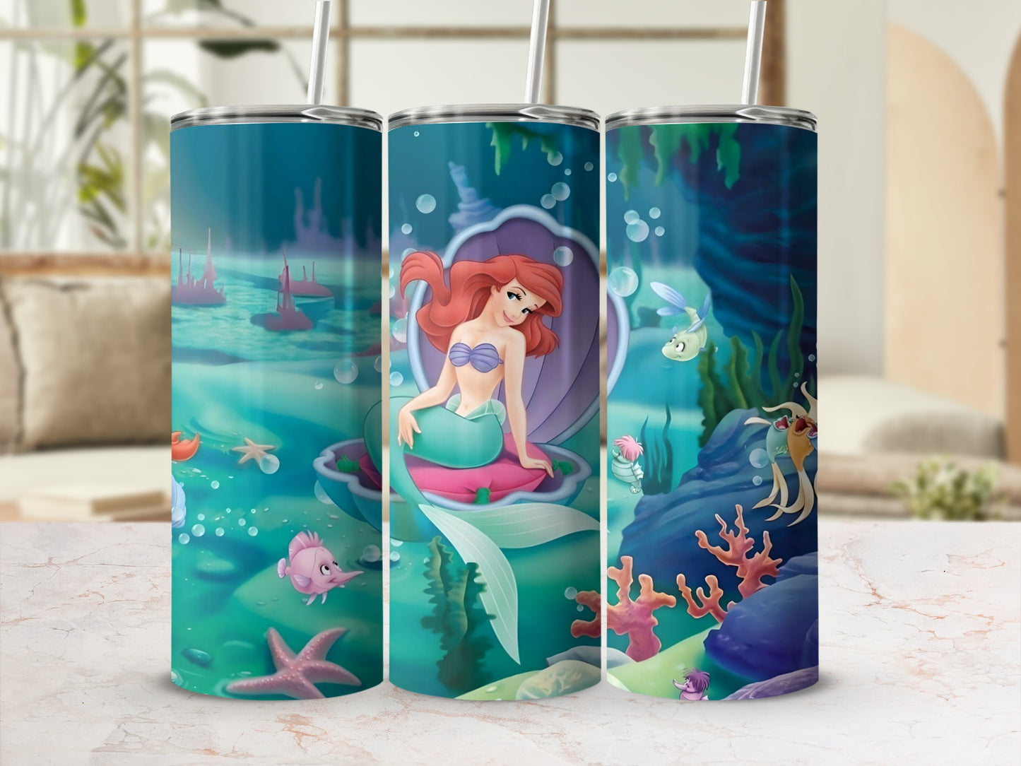 Mermaid Underwater Fantasy Design Tumbler Cup Thermos
