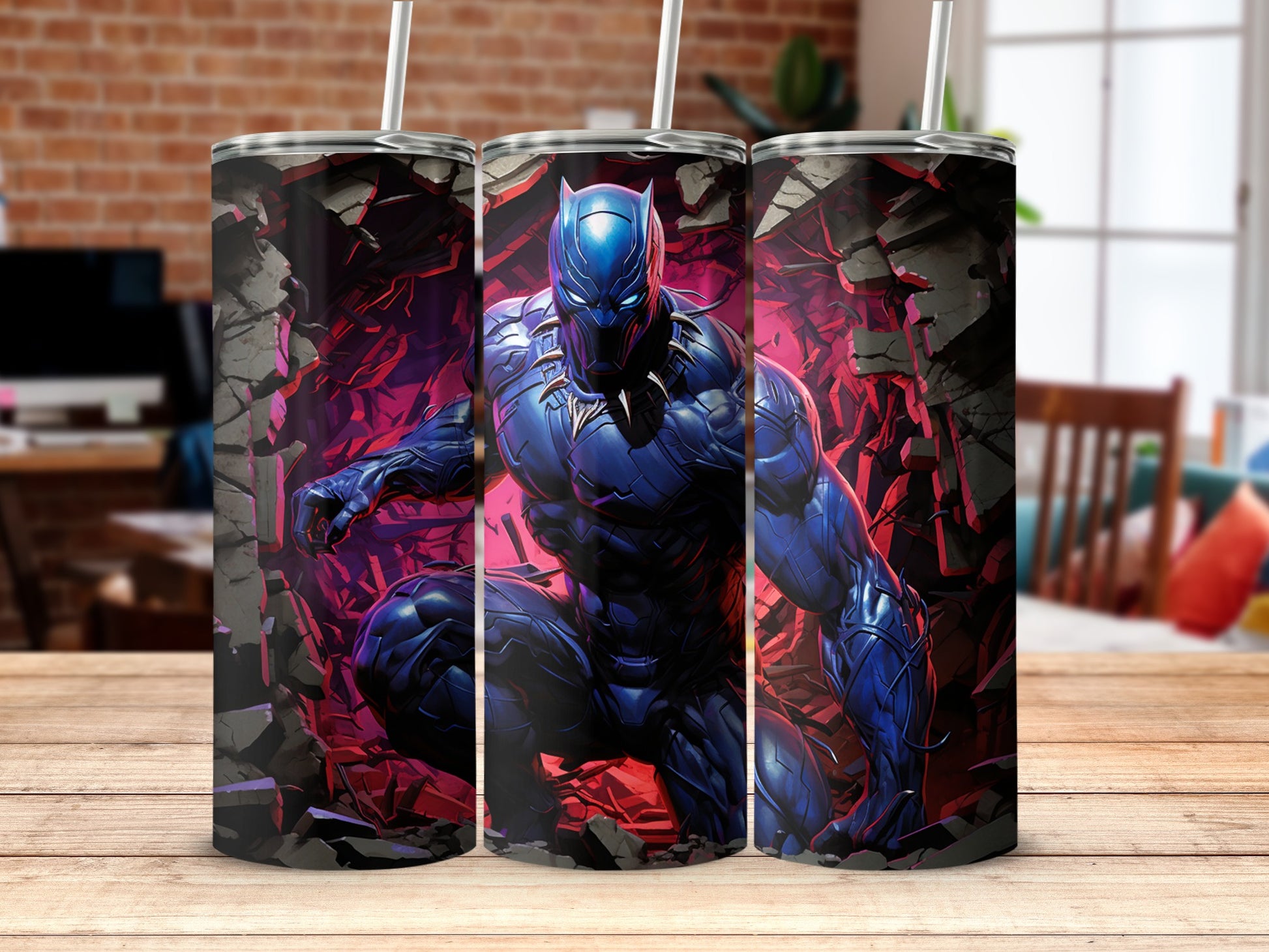 Shattering Black Panther Inspired Design Tumbler