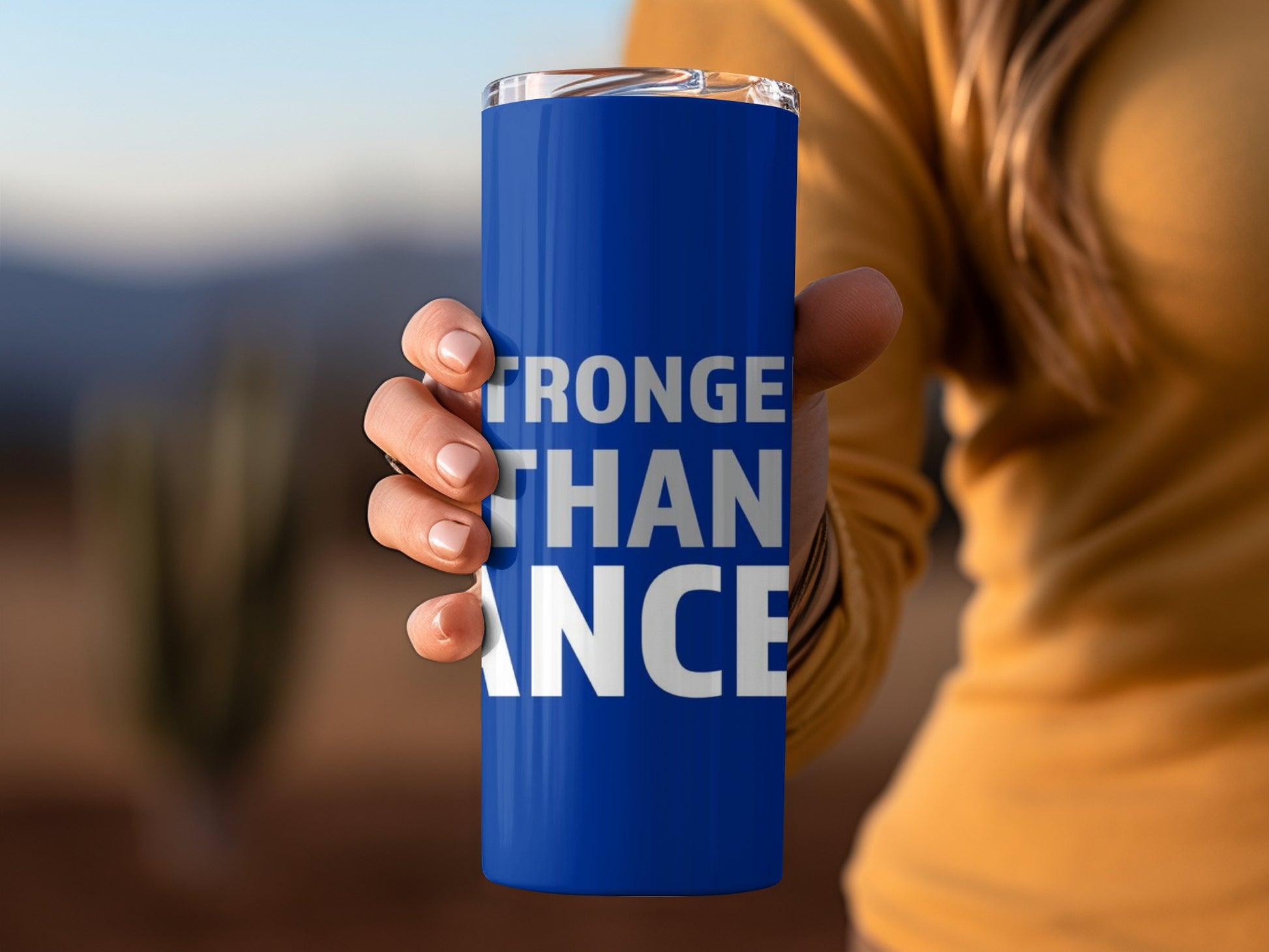 Stronger Than Cancer Inspirational Tumbler