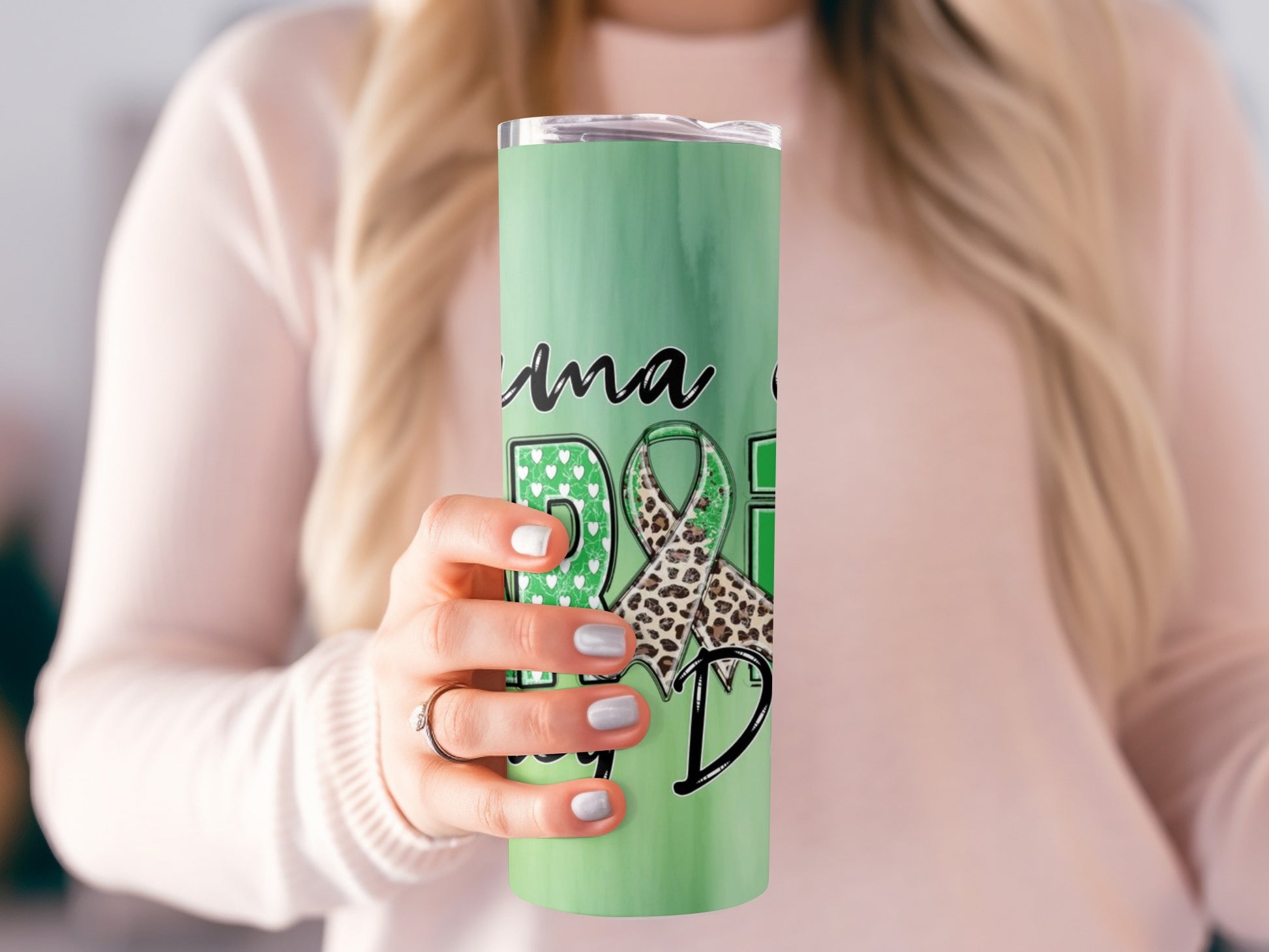 Mama Of Both Green Leopard Print Tumbler Cup