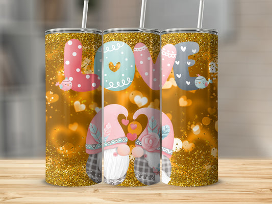 Sparkling Love Gnomes with Heart Designs Tumbler