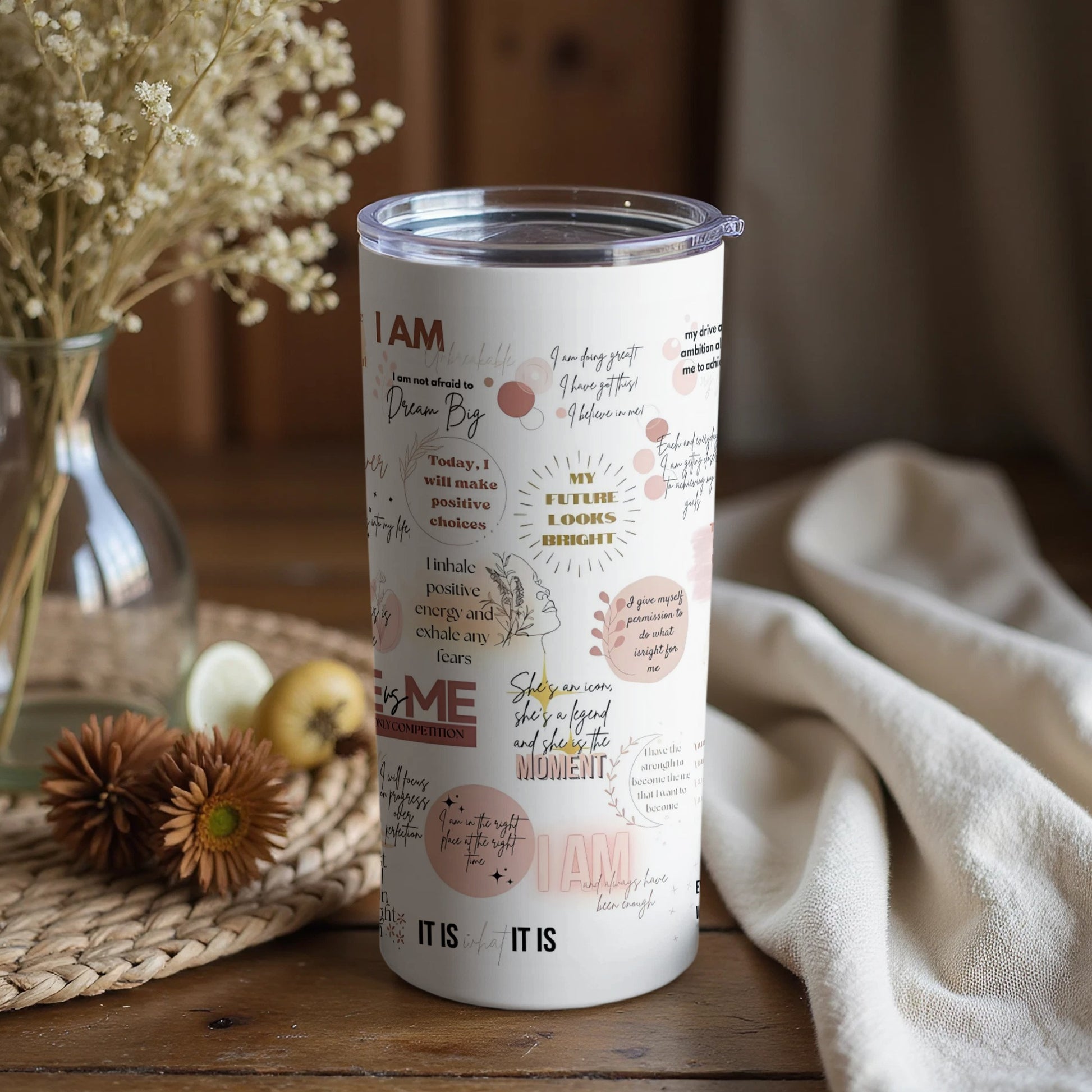 Motivational Quotes Design Insulated Tumbler Cup