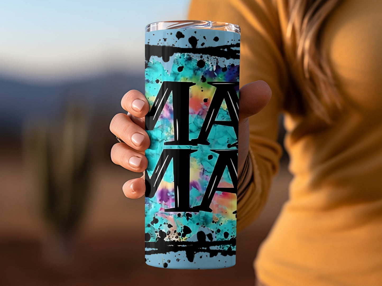 Colorful Abstract MAMA Design Insulated Tumbler Cup
