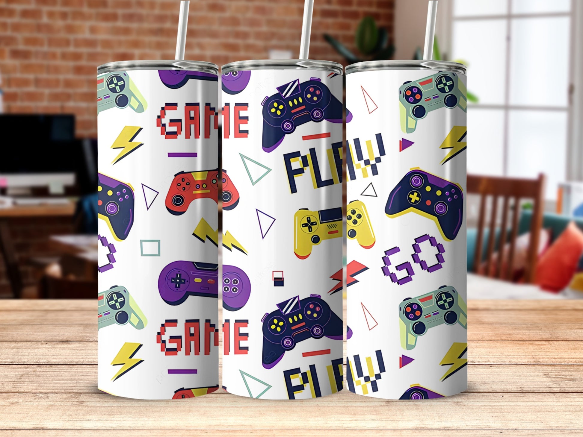 Fun Colorful Retro Gaming Controllers Tumbler