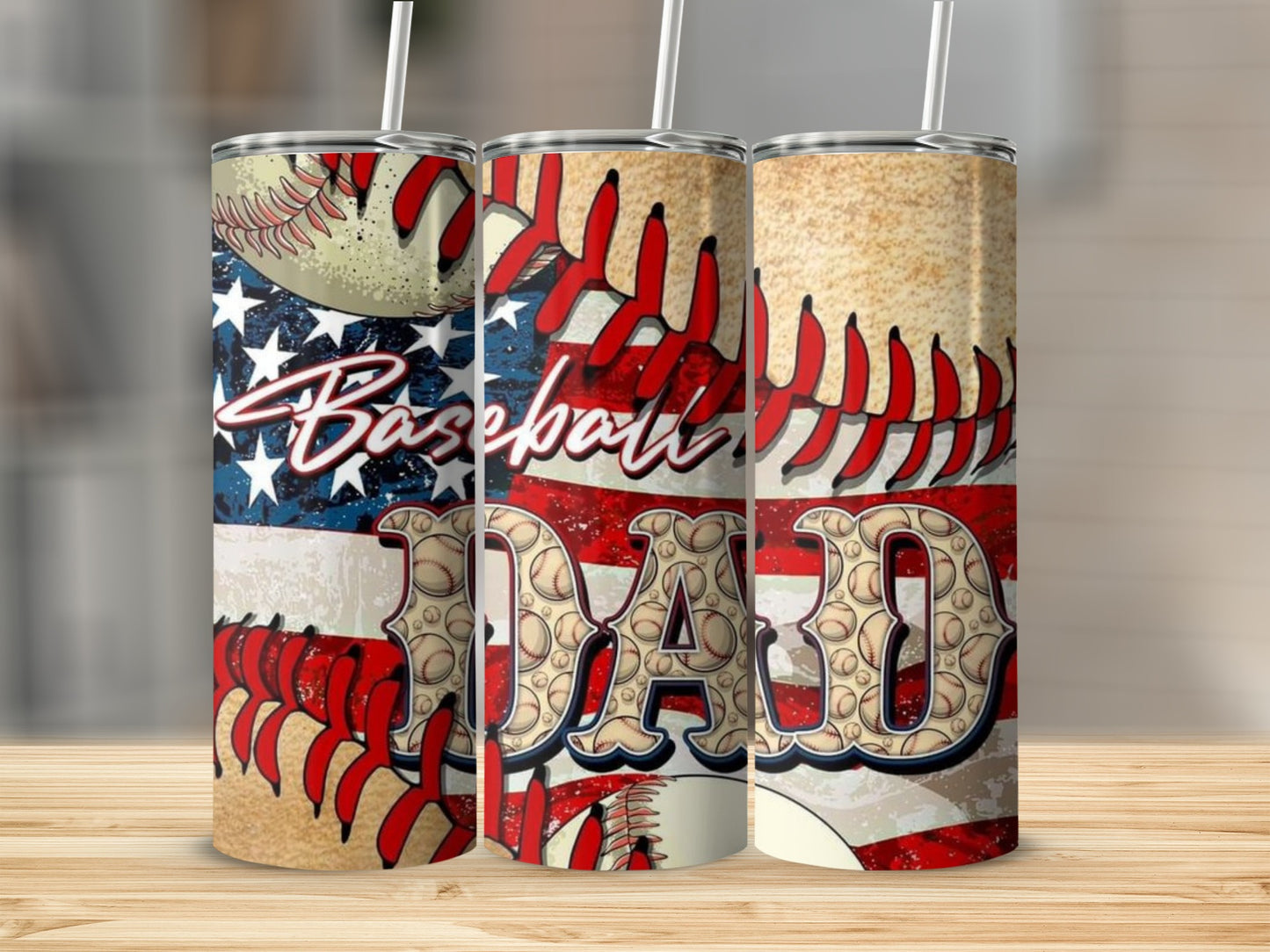 Baseball Dad Tumbler with Patriotic Design Tumbler