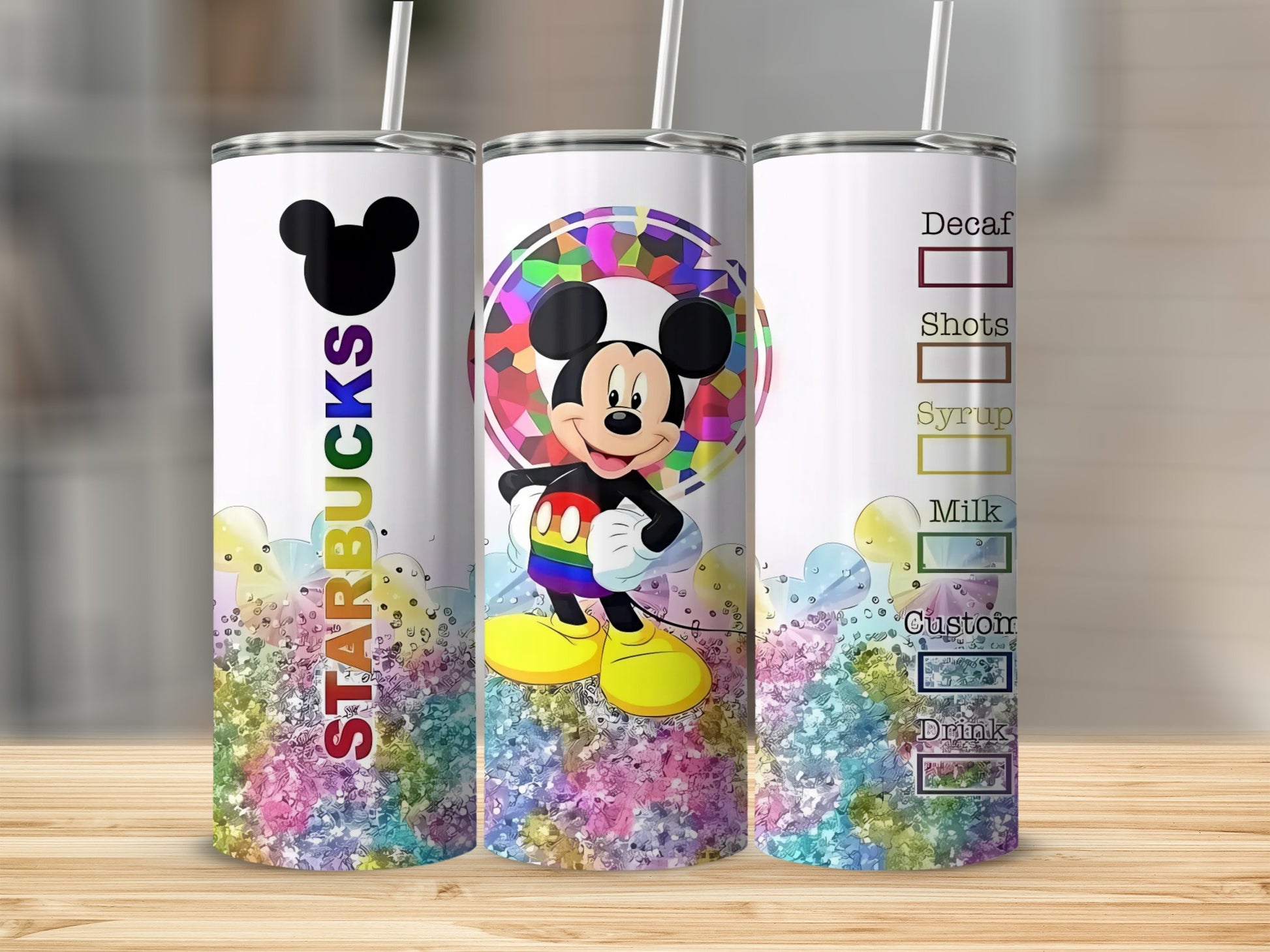 Mickey Mouse Starbucks Colorful Custom Drink Tumbler