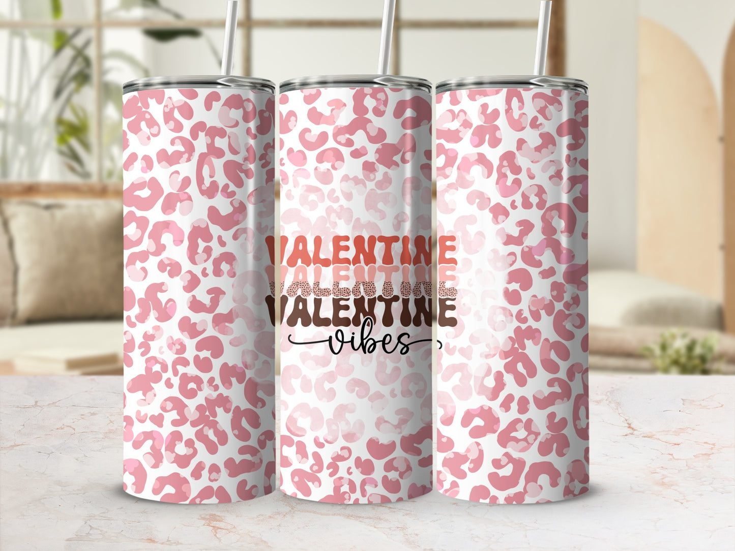 Pink Leopard Print Valentine Vibes Tumbler Product
